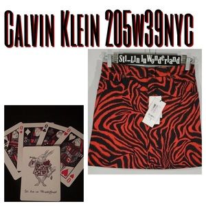 NEW Calvin Klein 205w39nyc Zebra Denim Skirt 28